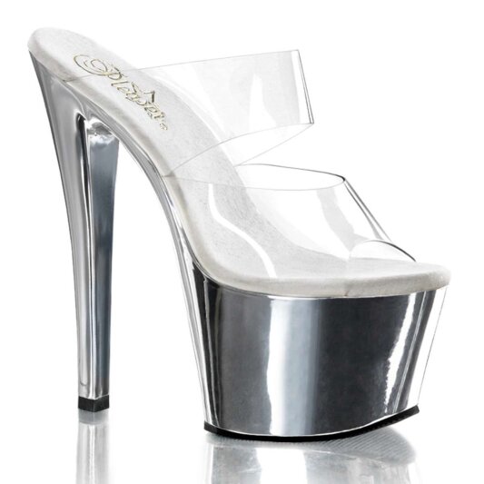 Pleaser SKY-302 Clear/Silver Chrome EU-37 / US-7