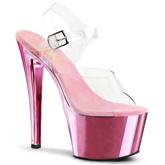 Pleaser SKY-308 Clear/Baby Pink Chrome EU-42 / US-12