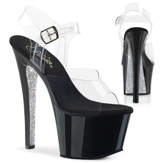 Pleaser SKY-308CRS Clear/Black-Silver AB RSTN EU-35 / US-5