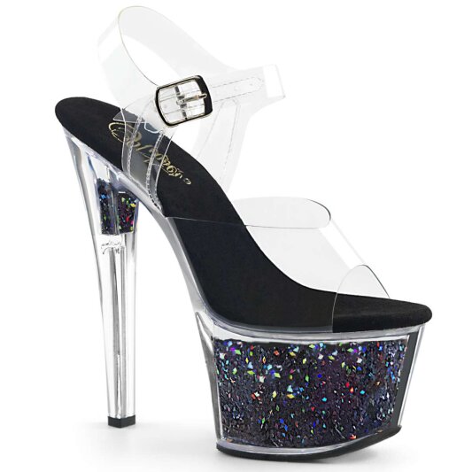 Pleaser SKY-308GF Clear/Black Multi Glitter EU-35 / US-5