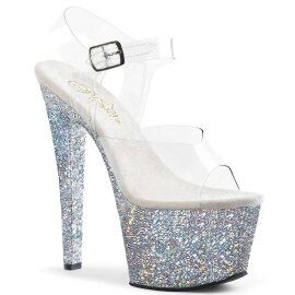 Pleaser SKY-308LG Clear/Silver Multi Glitter EU-35 / US-5