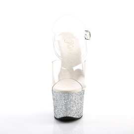 Pleaser SKY-308LG Clear/Silver Multi Glitter EU-35 / US-5