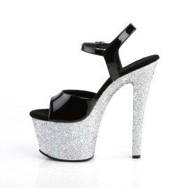 Pleaser SKY-309LG Black Patent/Silver Multi Glitter EU-41 / US-11