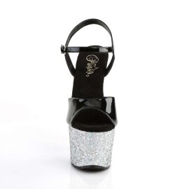 Pleaser SKY-309LG Black Patent/Silver Multi Glitter EU-35 / US-5