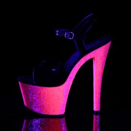 Pleaser SKY-309UVLG Black Patent/Neon Hot Pink Glitter EU-35 / US-5