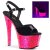 Pleaser SKY-309UVLG Black Patent/Neon Hot Pink Glitter EU-35 / US-5