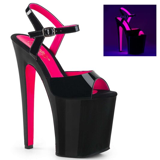Pleaser XTREME-809TT Black Patent-Neon Hot Pink/Black EU-35 / US-5
