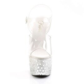 Pleaser ADORE-708MR-5 Clear/White-Silver EU-40 / US-10