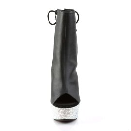Pleaser BEJEWELED-1018DM-6 Black Faux Leather/Silver Multi RS EU-35 / US-5