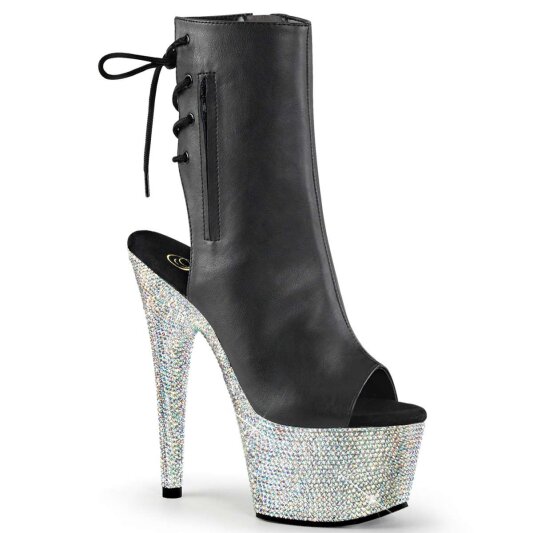 Pleaser BEJEWELED-1018DM-7 Black Faux Leather/Silver Multi RS EU-41 / US-11