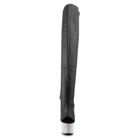 Pleaser Overknee Boots BEJEWELED-3019DM-7 Black Faux...