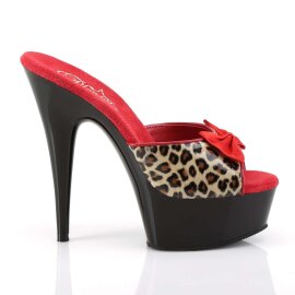 Pleaser DELIGHT-601-6 Tan Leopard Print Faux Leather/Black EU-35 / US-5