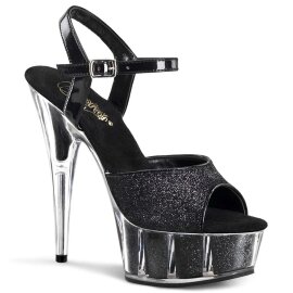 Pleaser DELIGHT-609-5G Black Glitter/Black Glitter EU-35...