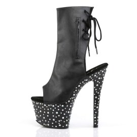 Pleaser STARDANCE-1018-7 Black Faux Leather/Black-Silver Multi RS EU-37 / US-7
