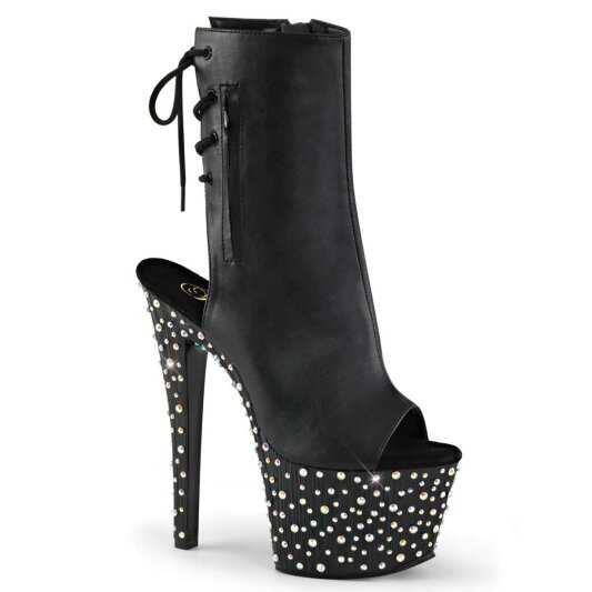 Pleaser STARDANCE-1018-7 Black Faux Leather/Black-Silver Multi RS EU-39 / US-9