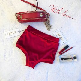 Oksawear High Waist Shorts Velvet Bloody Red XL