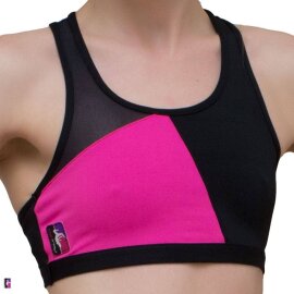 PoleFit Top GeoMesh Racer Back S Black / Hot Pink