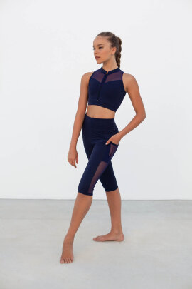 Intermezzo Top Mao Navy Blue L