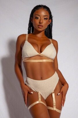 Creatures of XIX High Waist Shorts Cora Champagne