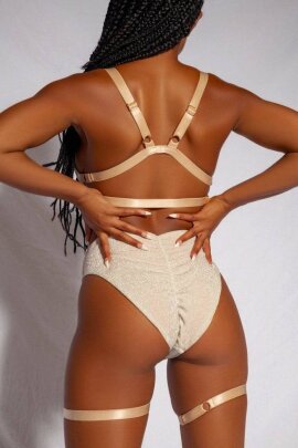 Creatures of XIX High Waist Shorts Cora Champagne