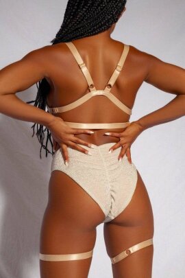 Creatures of XIX High Waist Shorts Cora Champagne L