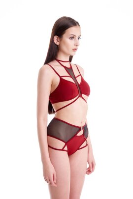 Hamade Activewear High Waist Garter Shorts Red S