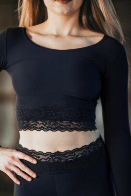 Dragonfly Crop Top Pavi Lace Black M