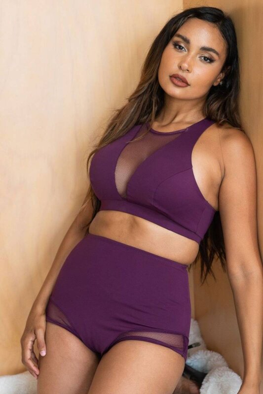 Lunalae Shorts High Waist Midnight Mulberry M