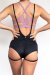 Lunalae Zena Garter Overalls Shorts Black M