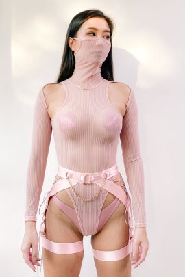 Naughty Thoughts See Through Bodysuit Pink