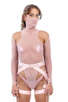 Naughty Thoughts See Through Bodysuit Pink L