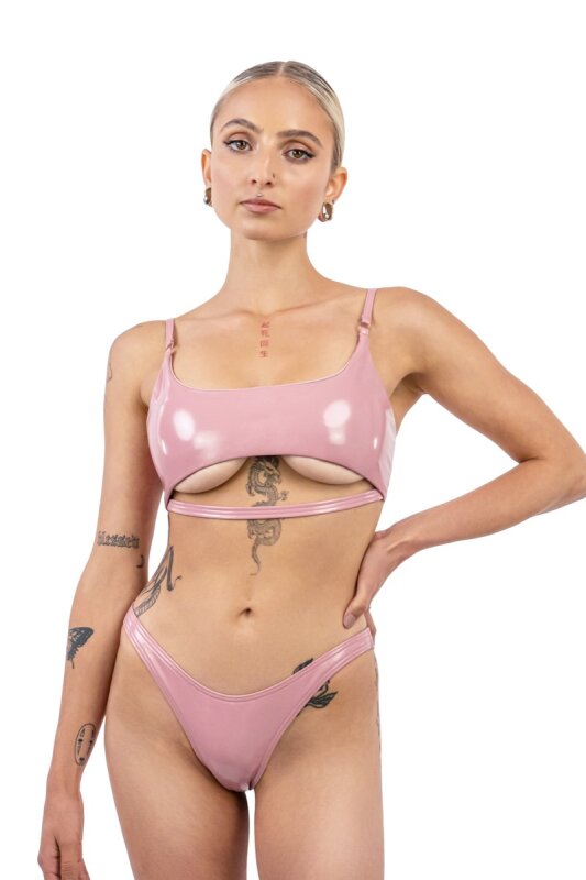 Naughty Thoughts Thong Sinner Vinyl Pink M