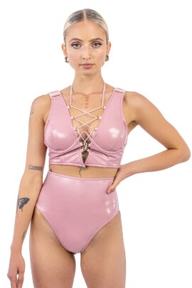 Naughty Thoughts Shorts Sinner Vinyl High Waist Shorts Pink