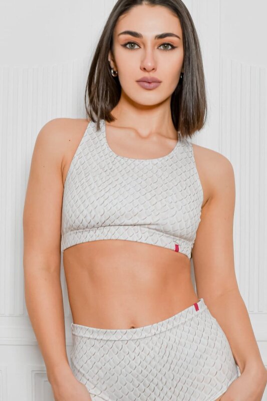 Pole Addict Top White Snake Print S