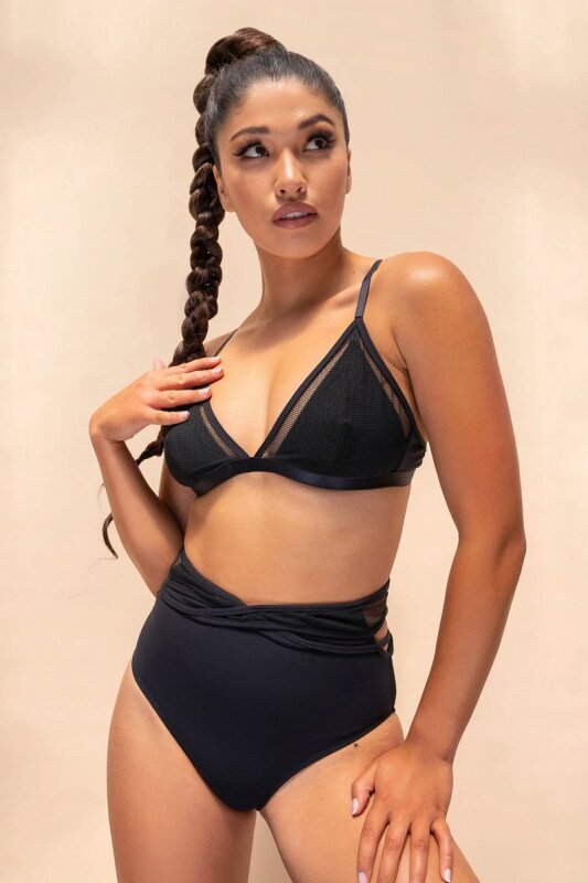 Lunalae Shorts High Waist Daisy Black L