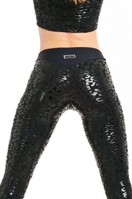 Paradise Chick Leggings Superhero Grippy V-String Leopard Black S