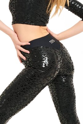 Paradise Chick Leggings Superhero Grippy V-String Leopard Black XL