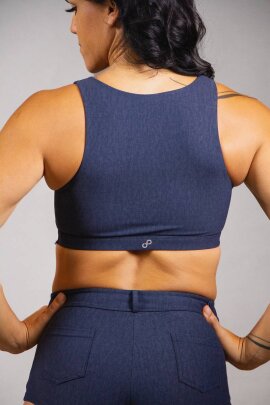 Off the Pole Crop Top Denim Blue