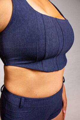 Off the Pole Crop Top Denim Blue L