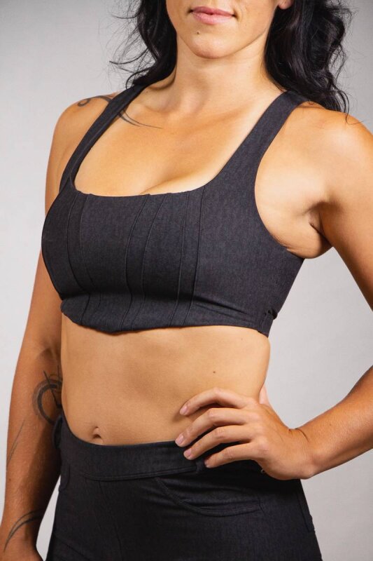Off the Pole Crop Top Denim Black