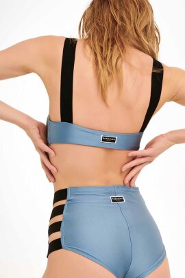 Paradise Chick Top Girlie Blue Grey M