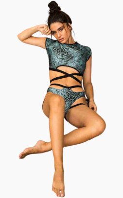 Paradise Chick Wrap Top Frankie Petrol XL