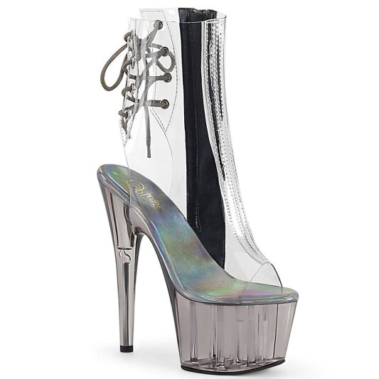 Pleaser ADORE-1018CT Plateau Ankle Boots Smoke Transparent