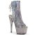 Pleaser ADORE-1018HCT Plateau Ankle Boots Holo Smoke Silver
