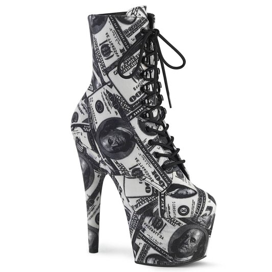 Pleaser ADORE-1020DP Plateau Ankle Boots Black White