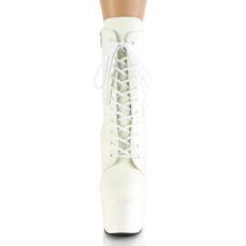 Pleaser ADORE-1020GD Plateau Ankle Boots Leather White