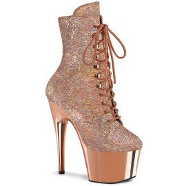 Pleaser ADORE-1020HM Plateau Ankle Boots Metallic Chrome...