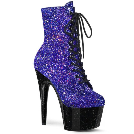Pleaser ADORE-1020MG Plateau Ankle Boots Glitter Colorful Blue