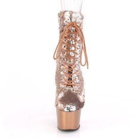 Pleaser ADORE-1020SQ Plateau Ankle Boots Sequins Rose Gold