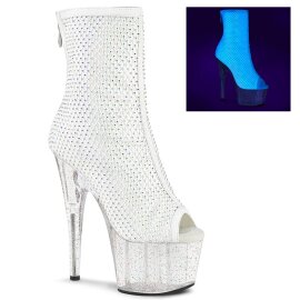 Pleaser ADORE-1031GM Plateau Ankle Boots Mesh Rhinestones...